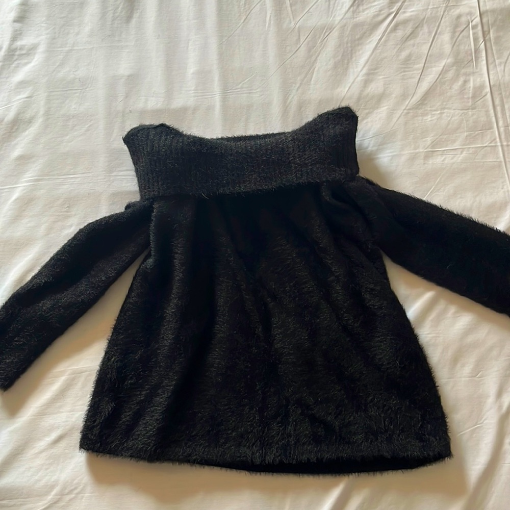 Black Chenille off the shoulder sweater